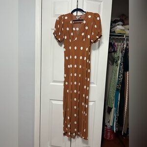 a new day Brown and White Polka Dot Maxi Dress